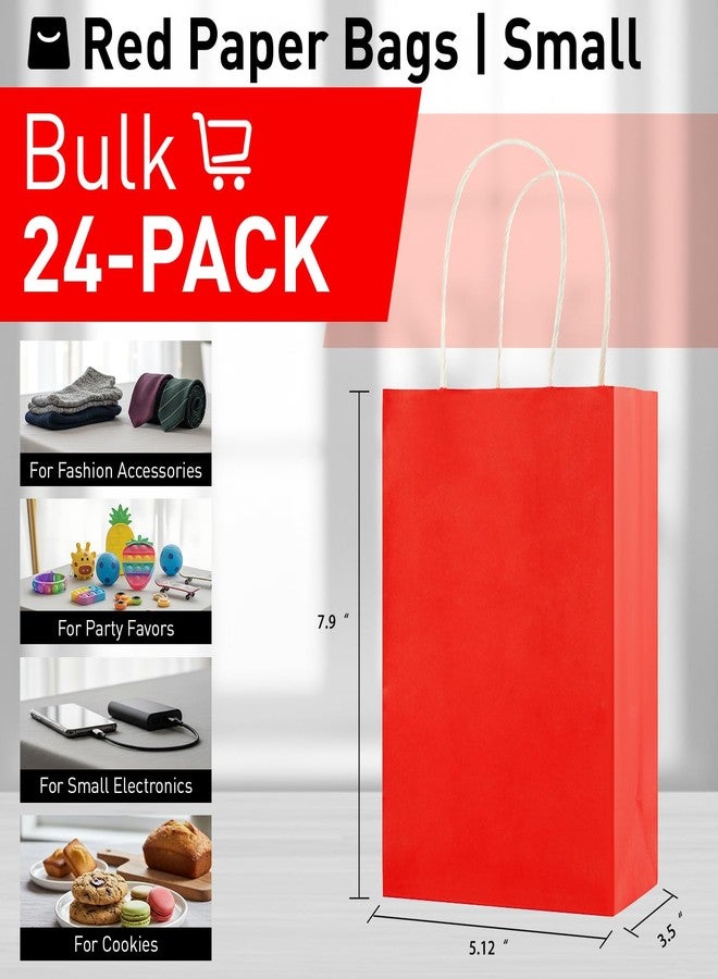 SUNCOLOR 24-Pack Red Gift Bags with Handles – 8" Goodie Bags for Party Favor Bags, Christmas, Valentine's Day & Birthdays (Red) - Image 3
